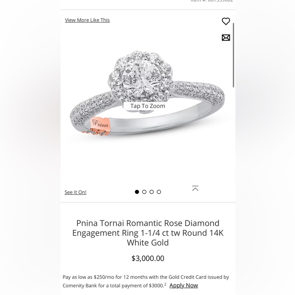 Pina Tornai Romantic Rose Diamond
Engag. Ring 1-1/4 ct tw Round 14K
White Gold